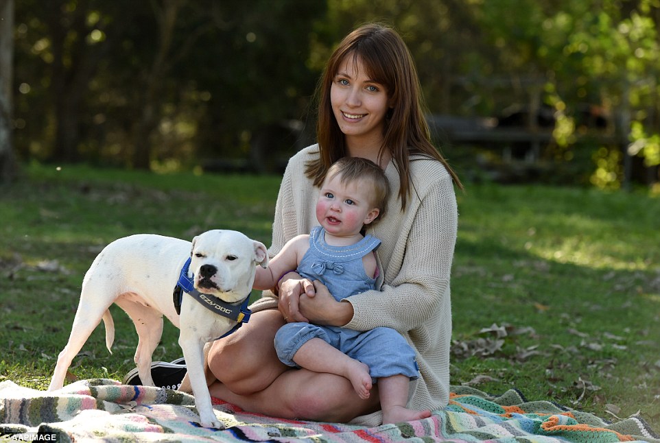 Her mum Brooke Hodgson knew the one-year-old Staffy Boston Terrier Cross named Snowy would be the perfect companion for her baby