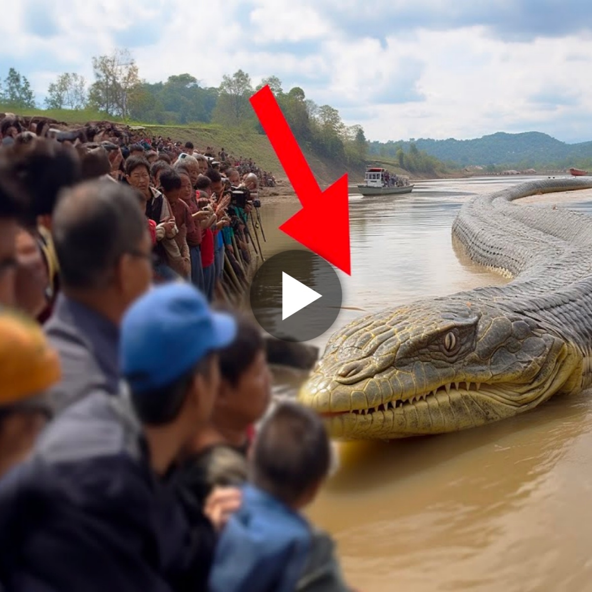 Appearing in the river, the giant dragon-headed snake caused chaos among the Dayak residents in Malaysia